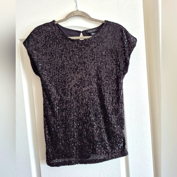 Rachel Zoe black sequin top sz xs - Picture 1 of 5
